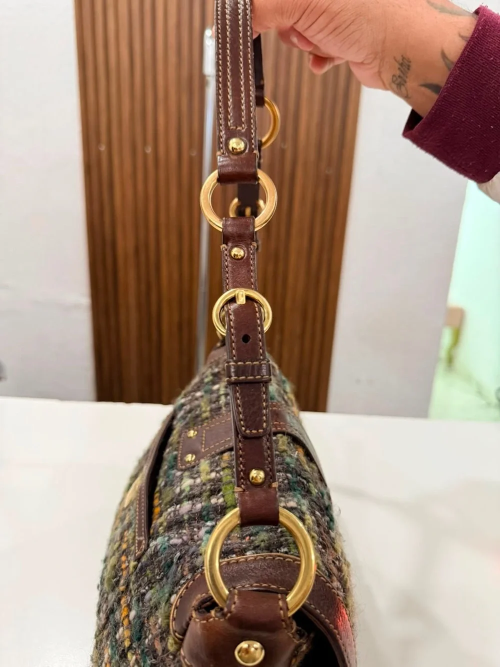 RARE Vintage Coach Leather Tweed Soho Multicolor Shoulder Bag Purse Y2K #8F18